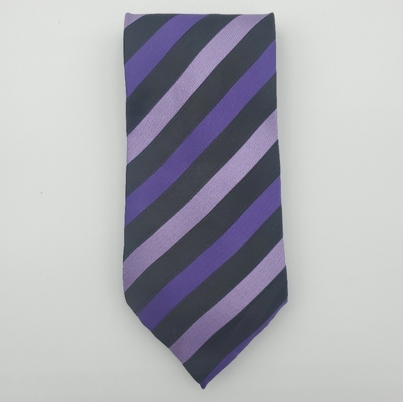 Men's Formal Business Tie, Purple and Black Stripe - Picture 5 of 9